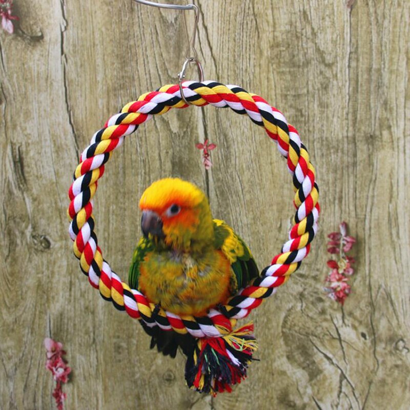 Bird Perch Toy Round Cotton Rope Chewing Bar Parrot Swing Climbing Standing Toys With Bird Supplies: Default Title