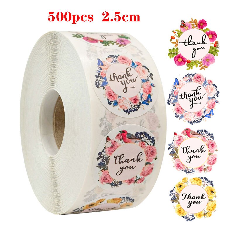 500PCS/Roll Thank You Stickers Handmade Sticker Circle Stationery Thank You For Your Order Seal Labels Thank You Sticker: 3
