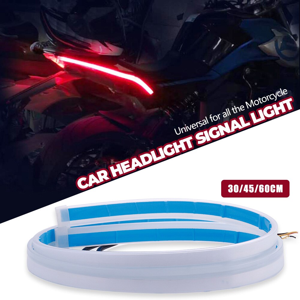 2Pcs Motorcycle DRL Daytime Running Light Waterproof Universal 12V Auto Headlight Sequential Turn Signal Yellow Flow Day Light