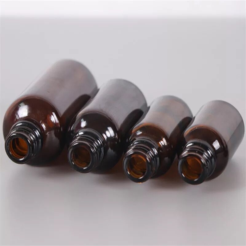 2pcs 5-100ml Portable Amber Glass Essential Oil Spray Bottles Mist Sprayer Container Travel Refillable Bottle Transparent Brown