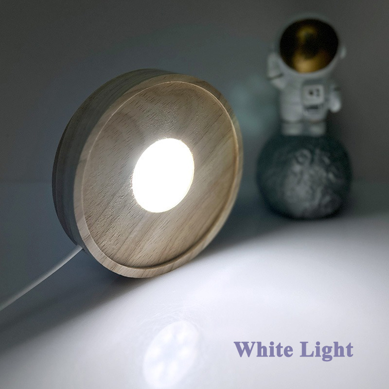 LED-Lampenfassung, rund, aus massivem Holz, leuchtende Lampenfassung, integrierte Diffusionsplatine, DIY-Nachtlichtbasis, USB-Stromversorgungsschnittstelle: Black