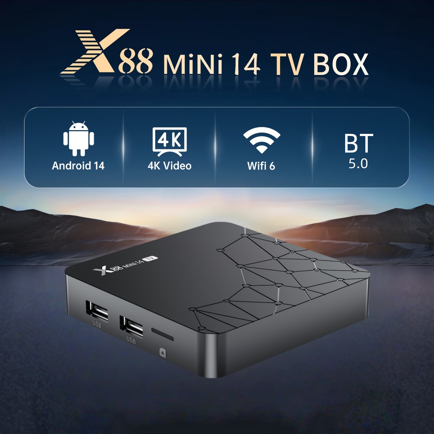 X88 Mini 14 TV-Box mit Android 14.0 OS RK3518 4K 2,4G/5,0GHz Dual WiFi 10/100M Ethernet BT 5.0 Sprachassistent Media Player
