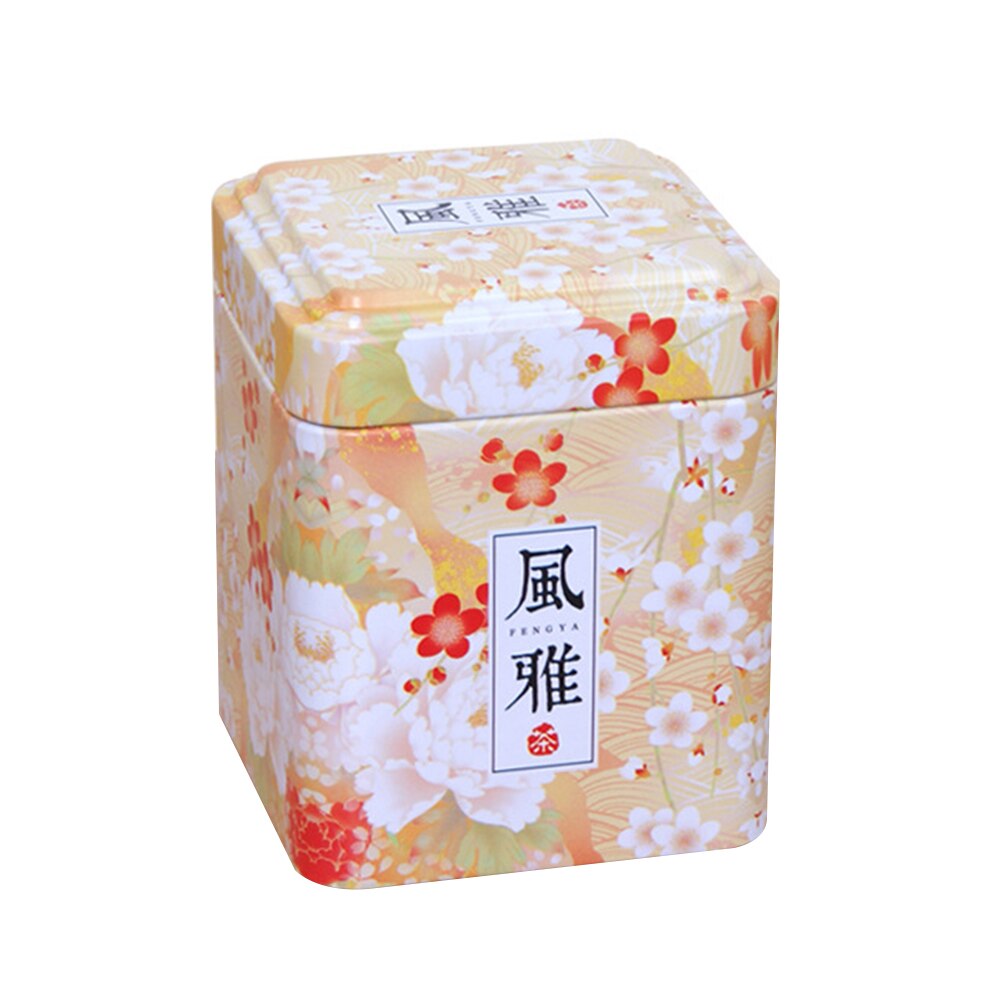 Mini Tin Storage Box Small Coffee Tea Caddy Storage Jar Square Sealed Tea Leaves Iron Packing Box Chinese Style Container Cans: D