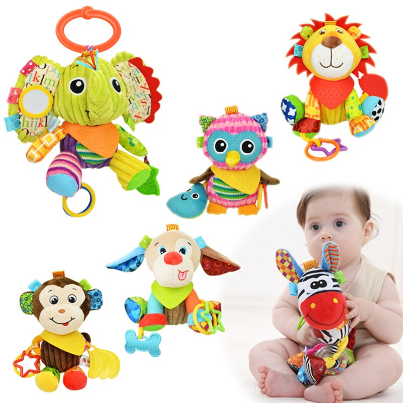 Cartoon Baby Speelgoed Baby Ontwikkeling Giraffe Animal Handbells Rammelaars Handvat Speelgoed Multifunctionele Baby Pop/Puppet/Auto Muur Stuff