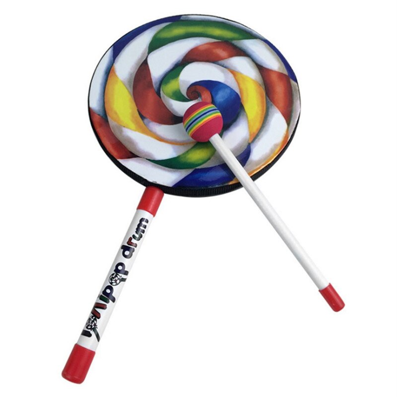 Patrón de piruletas, instrumento de percusión de tambor colorido para niños, guardería, Educación Musical, Educación Temprana