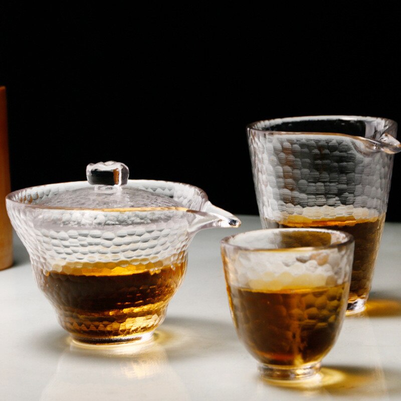 Taza de vidrio resistente al calor, vaso de Sake de estilo japonés hecho a mano, martillado pequeño, , 1 ud.