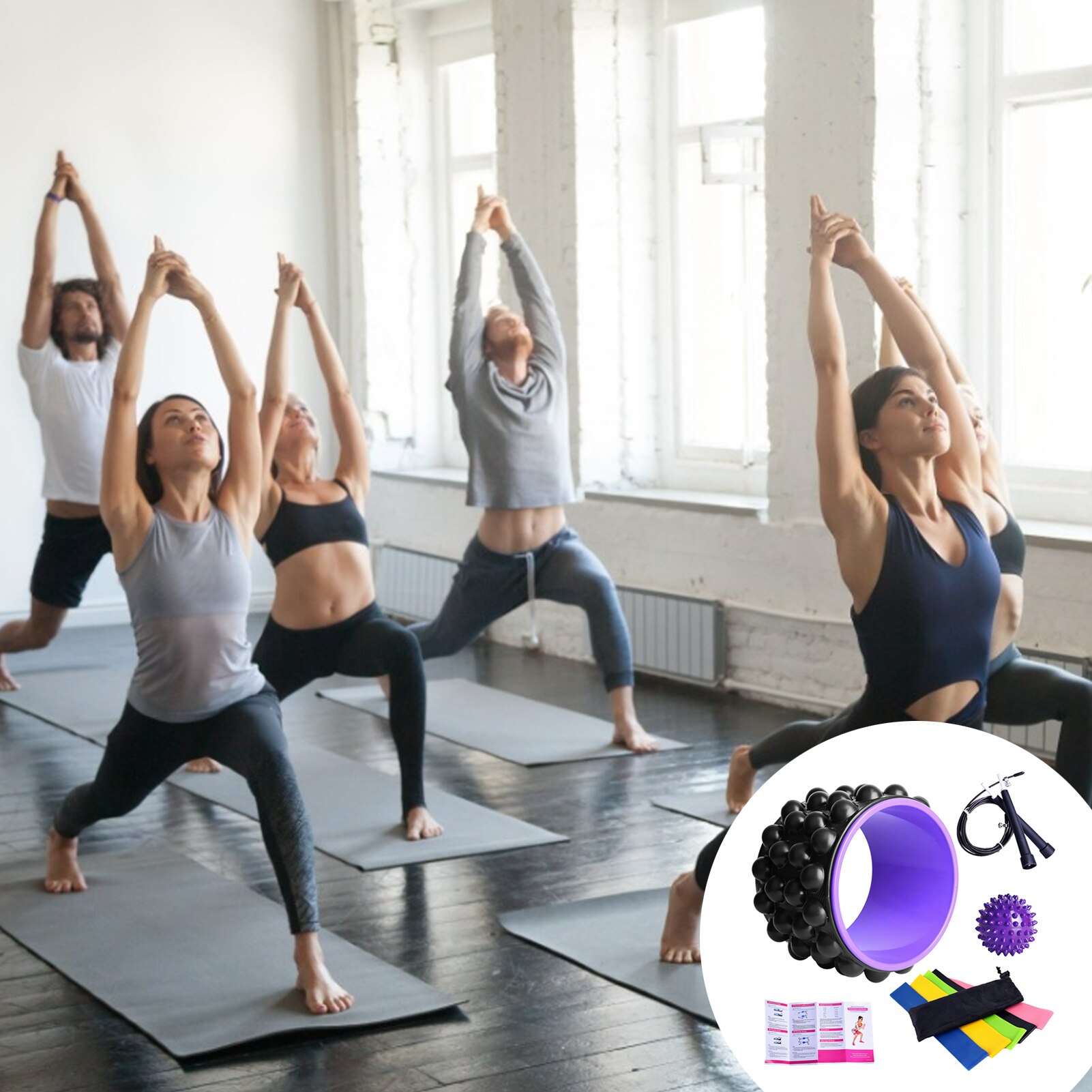 10Pcs Yoga Wiel Set Latex Elastische Backbend Ring 5 Mini Training Riemen 3M Staaldraad Springtouw Voor pilates Yoga Benodigdheden