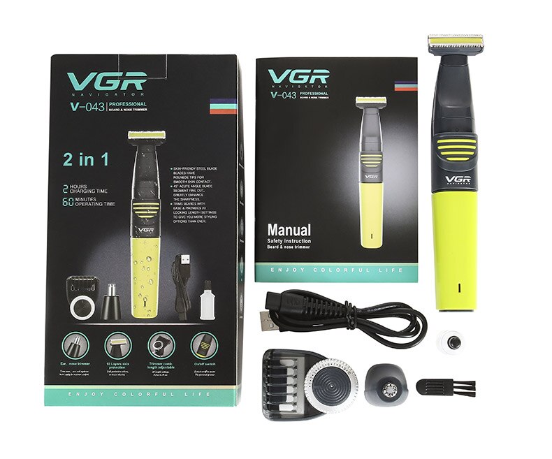 2 in 1 Electric Beard Shaver Trimmer Small T Head Beard Trim USB Charging Waterproof Male and Female Shaving Nose Hair Trimmer