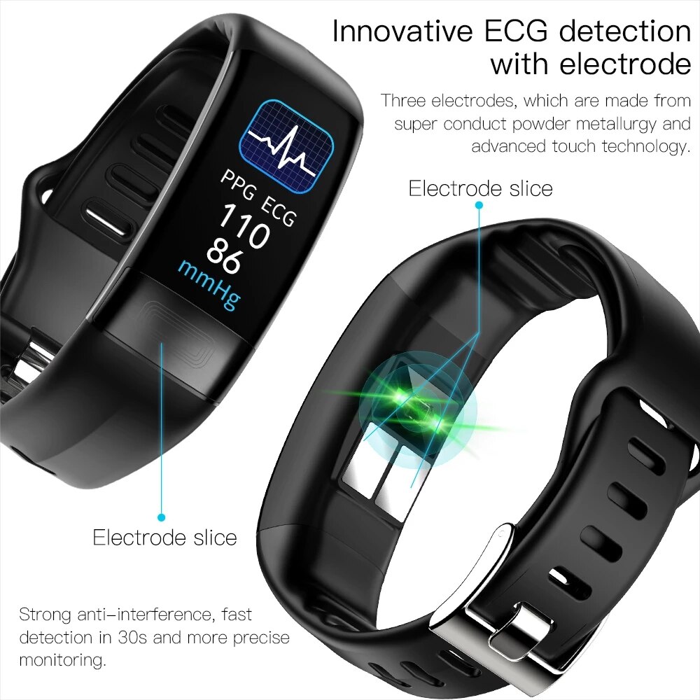 P11 Plus Body Temperatuur Monitoring Smart Polsband Ecg Ppg Band Hartslag Bloeddruk Zuurstof Armband IP67