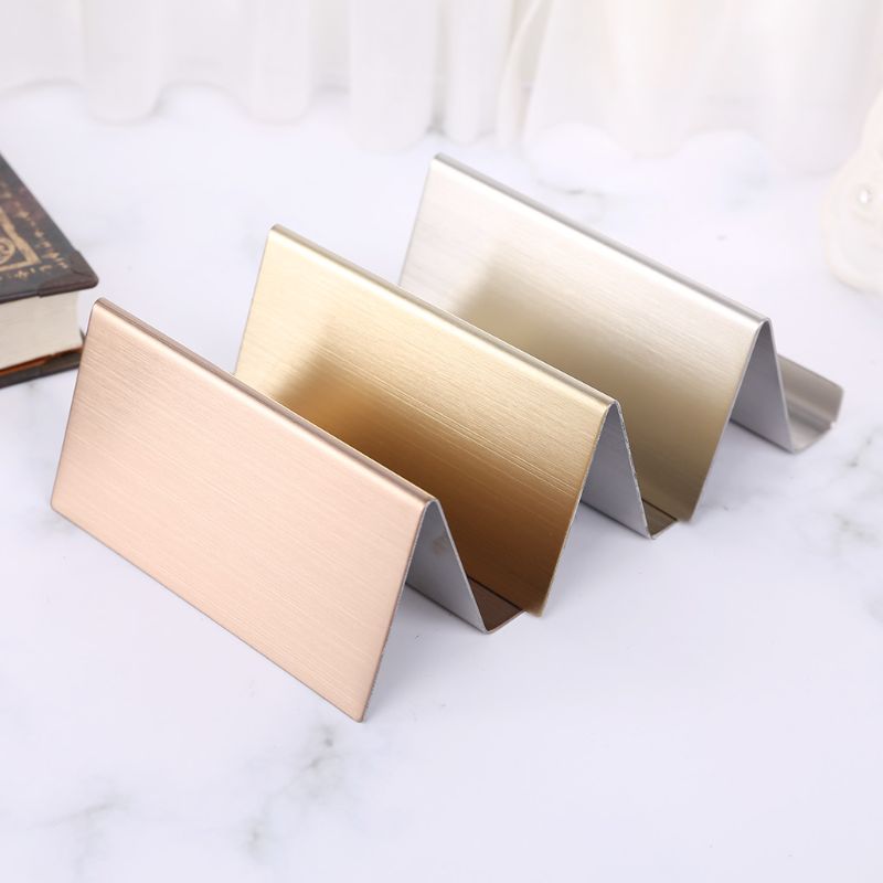 Stainless Steel Business Name Card Holder Display Stand Rack Desktop Organizer L29K (Rose Gold)