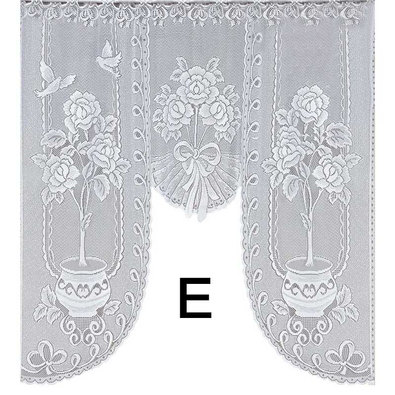 Witte kanten transparante gordijnen voor keuken, volant, raam, tule gordijnen, koffieschermen, gordijn voor slaapkamer, vouwgordijnen, europese: En