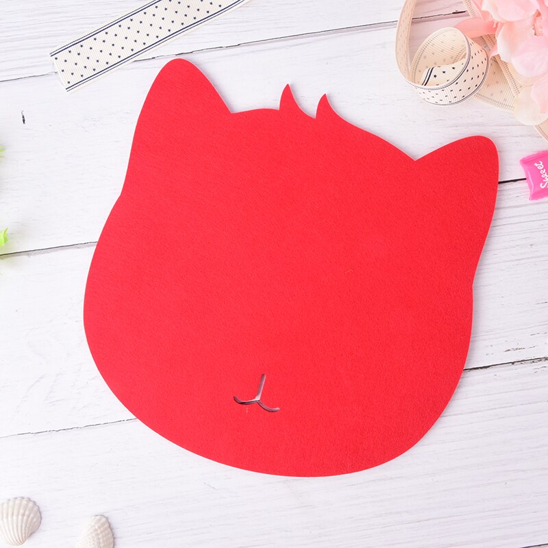 Optical Trackball PC Thicken Mouse Pad Felt Cloth 220*220*3mm Universal Cute Cat MousePad Mat for Laptop Computer Tablet PC: Red