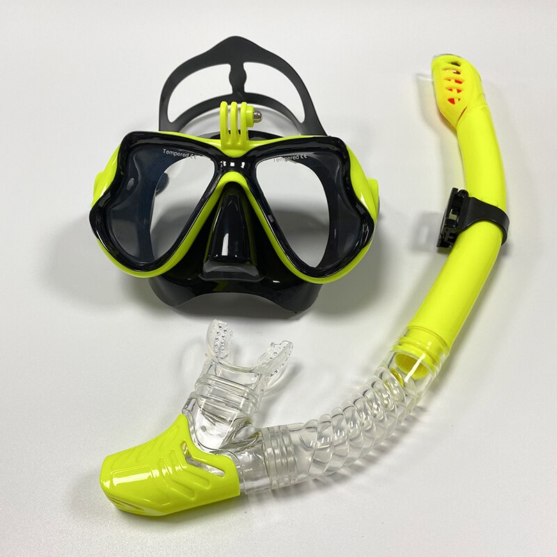 Drijvende Duiken Lung Duiken Pakket Masker Siliconen Rok Drie-Lens Volwassen Panoramisch Vol Droge Duikbril Drijvende Duiken Lung di: YELLOW