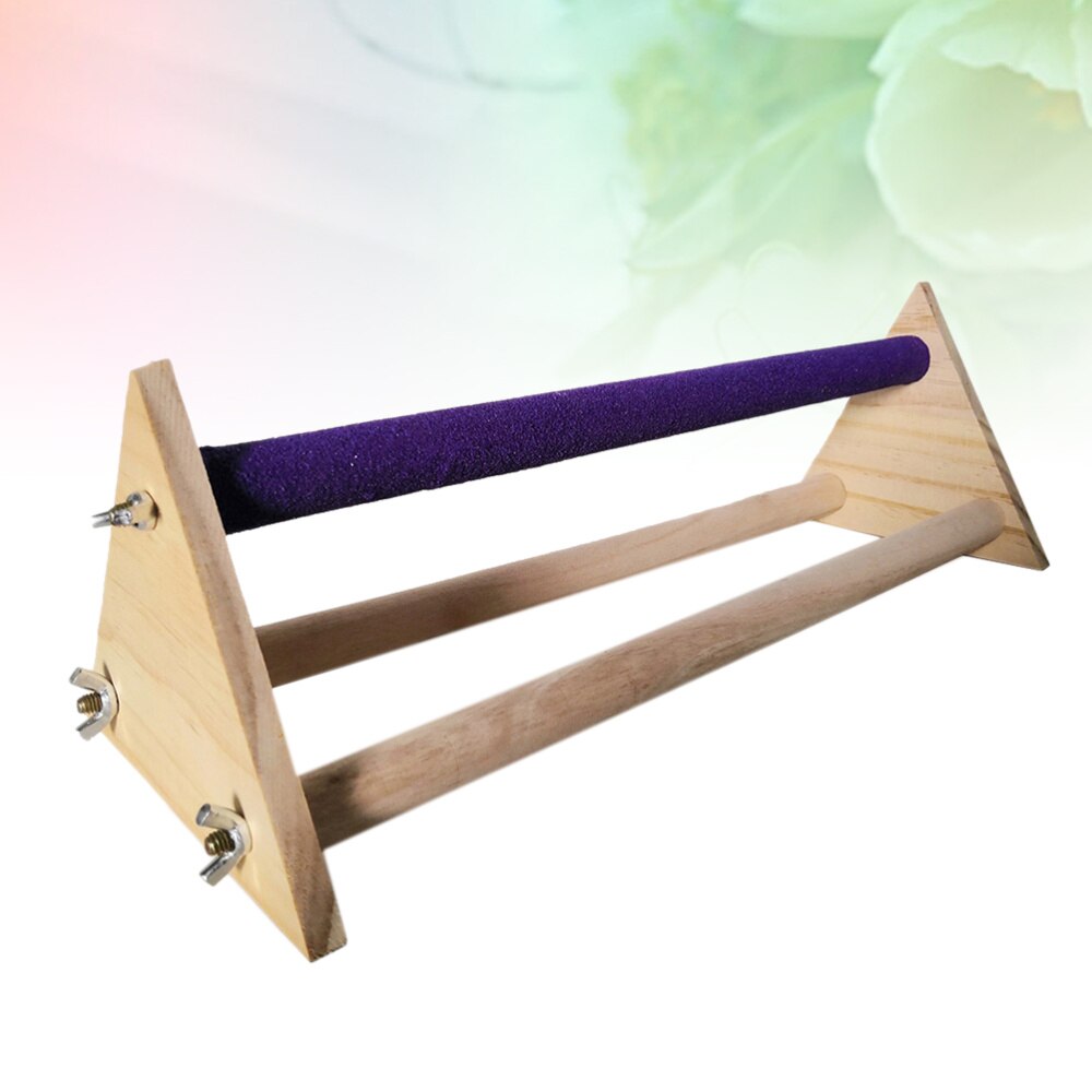 1Pcs Wood Parrot Perch Stand Durable Portable Wood Triangle Perch Stand Training Plaything Cage Nibble Toy for Parrot Hens Bird
