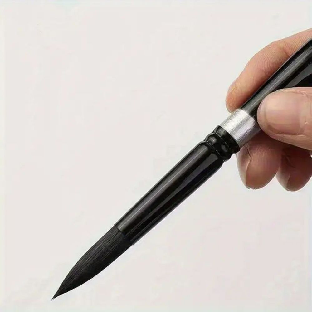 7-delige ronde eekhoornhaar kwastenset voor aquarel, inkten, gouache en tempera, professionele kunstenaarskwaliteit, houten handvat