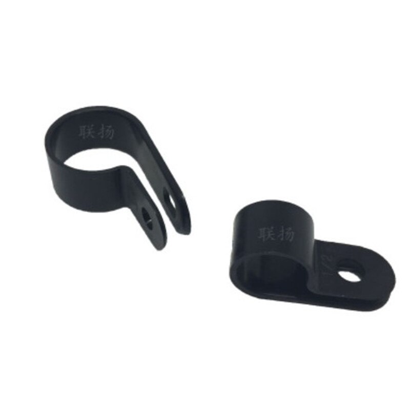 1000 st/lot plast p klämmor svarta slangfästen kabel slitstark r-typ nylon kabel klämma montering fixa elektriska kopplingar