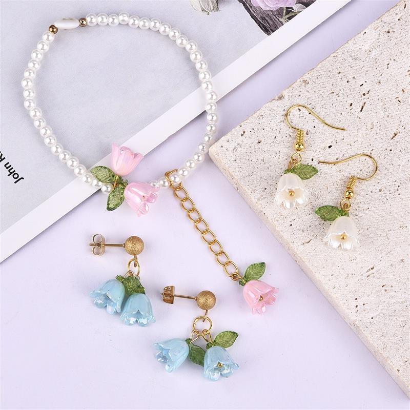 10/100 pz Perla Campana Orchidea Ciondolo Stereoscopico Foglia Fiore Adatto per Collana FAI DA TE Braccialetto Portachiavi Accessori di Gioielli