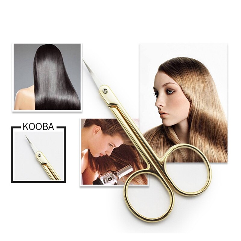 Tijeras de maquillaje para cejas, Punta curva de acero inoxidable, pequeñas, para manicura, tijeras elegantes