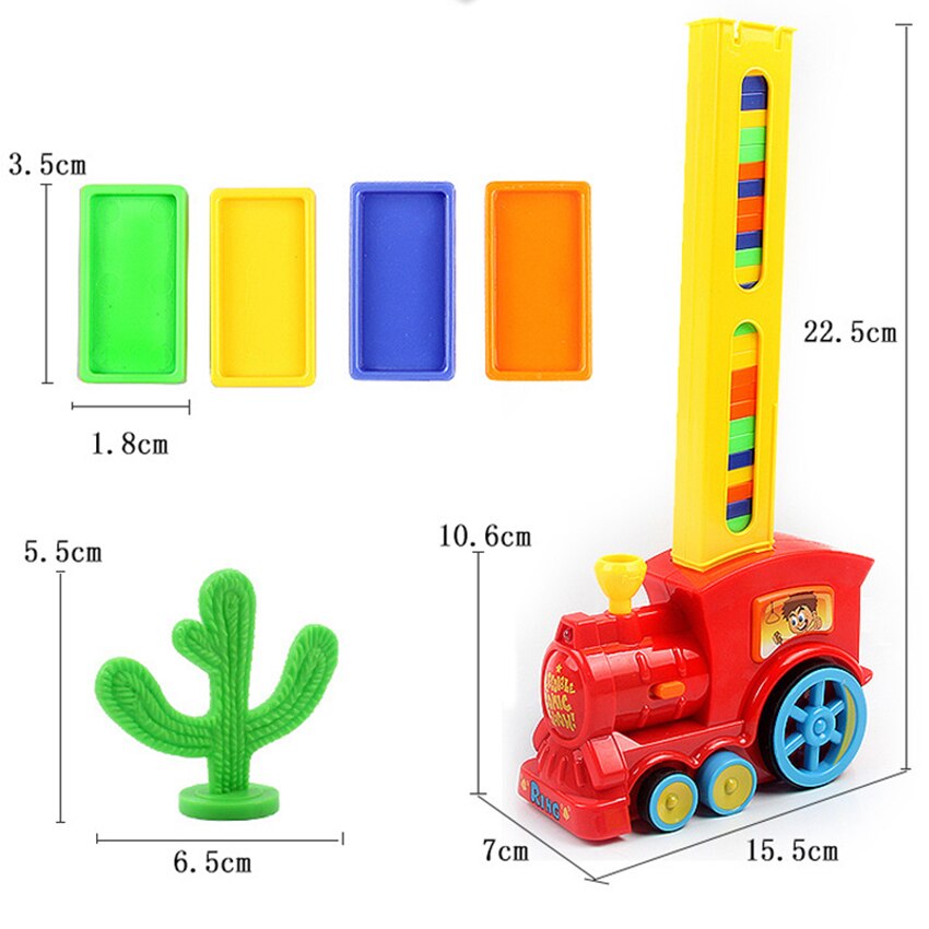 Dominó tren juguetes automática de 60 piezas de dominó con la carga de cartucho de luces y sonido para el de los niños chico