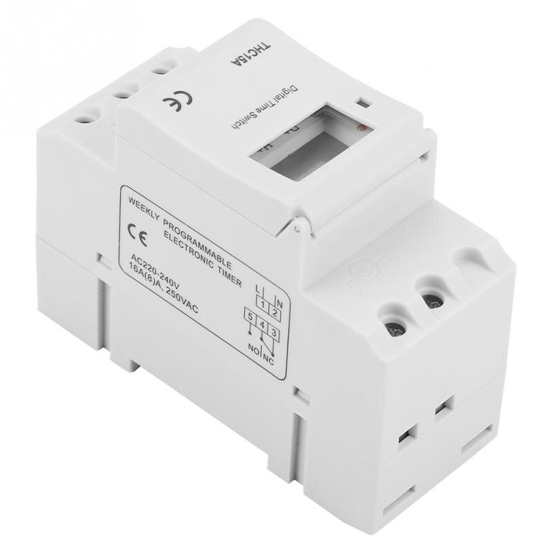 7 Days Programmable Digital Timer Switch Relay Control THC15A 220-240VAC 16A Electronic Weekly Din Rail Mount Timer Switch