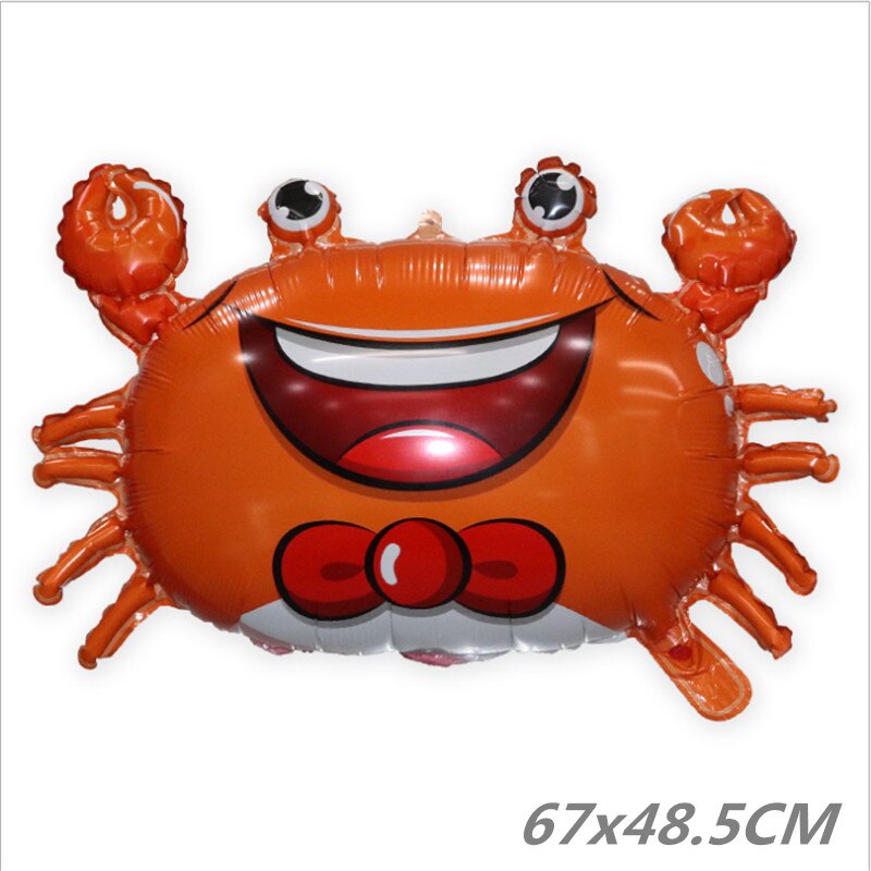 Globos decorativos para de cumpleaños de niños, película de aluminio de animales marinos, bonitos dibujos animados