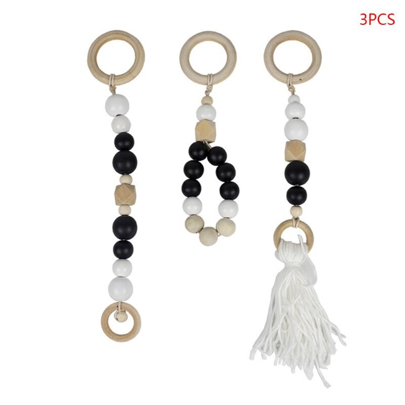 Nordic Stijl Baby Gym Spelen Kwekerij Zintuiglijke Ring-Pull Speelgoed Houten Frame Baby Kamer Decoraties Peuter Kleding Rack: 58-Black