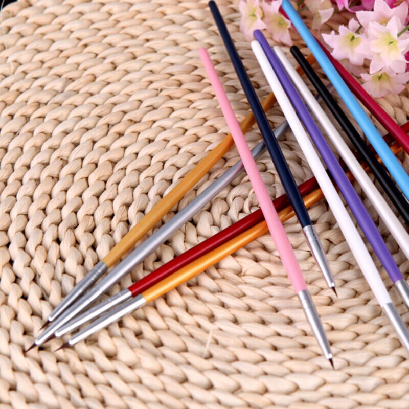 12 stk bittesmå akryl nail art tips liner maleri tegning farverige pensel pen værktøjer