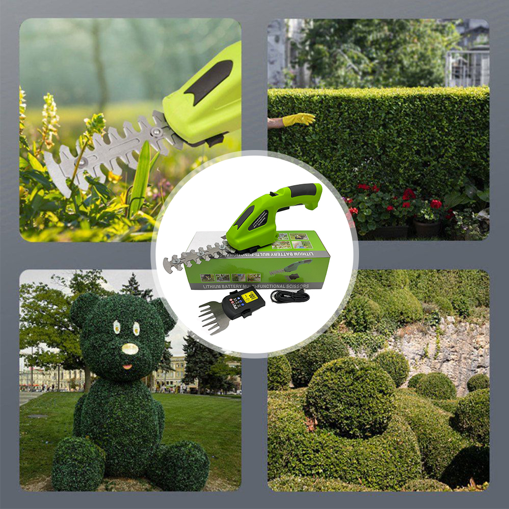 2 In 1 Cordless Electric Hedge Trimmer Rechargeable Handheld Shrub Trimmer Weeding Pruning Mower for Garden Yard Lawn Tools