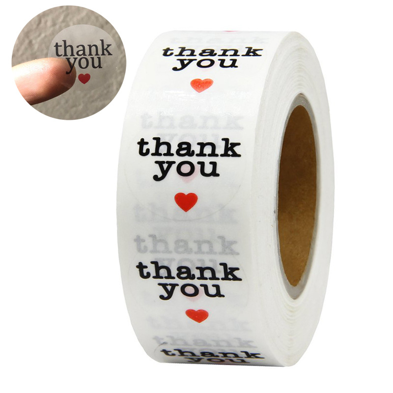 Etiqueta Adhesiva redonda de papel blanco para álbum de recortes, pegatina de agradecimiento de 1 pulgada, sello de sobre de boda, papelería hecha a mano, 50-500 Uds.: YH209-50pcs