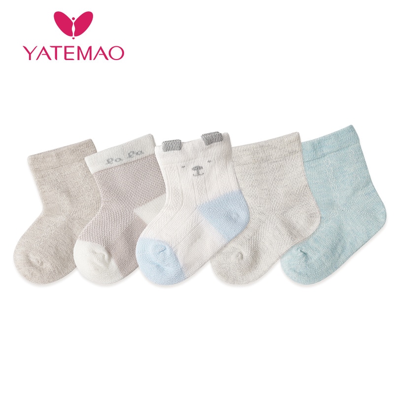 YATEMAO 5 pairs/lot 0-2Y Baby Socks for Girls Cotton Mesh Cute Newborn Boy Toddler Socks Baby Clothes Kids Accessories