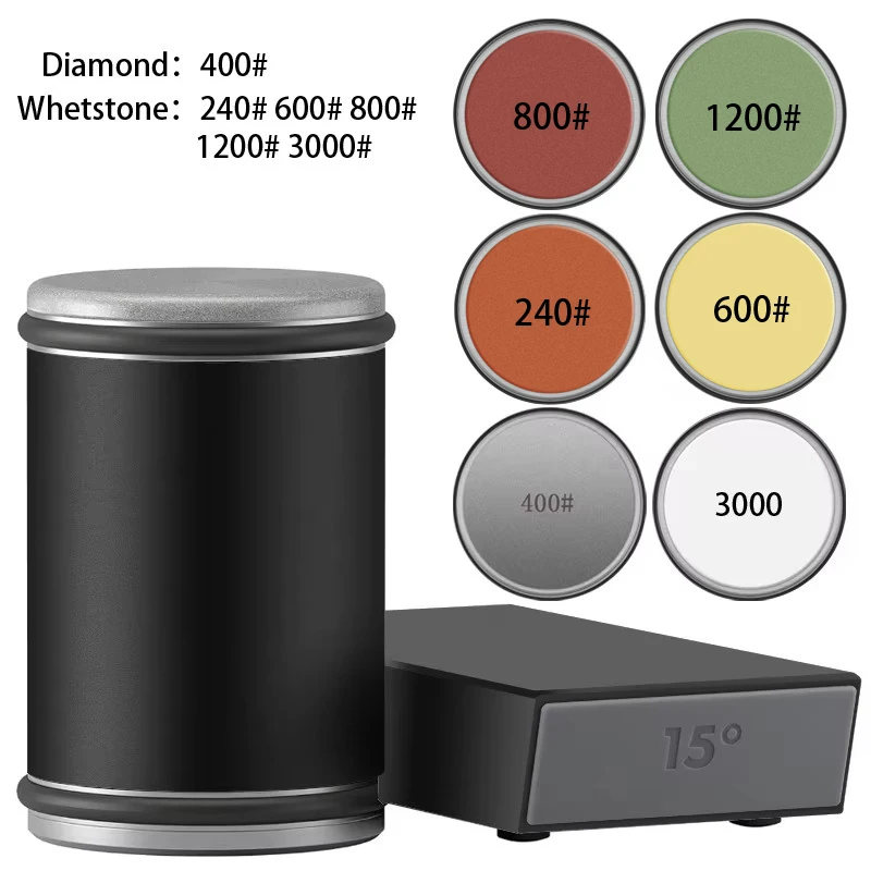 Affilacoltelli magnetico con pietra diamantata per affilare il sistema di macinazione da cucina in legno Accessorio per rullo angolare da 15 a 20 gradi: Radura