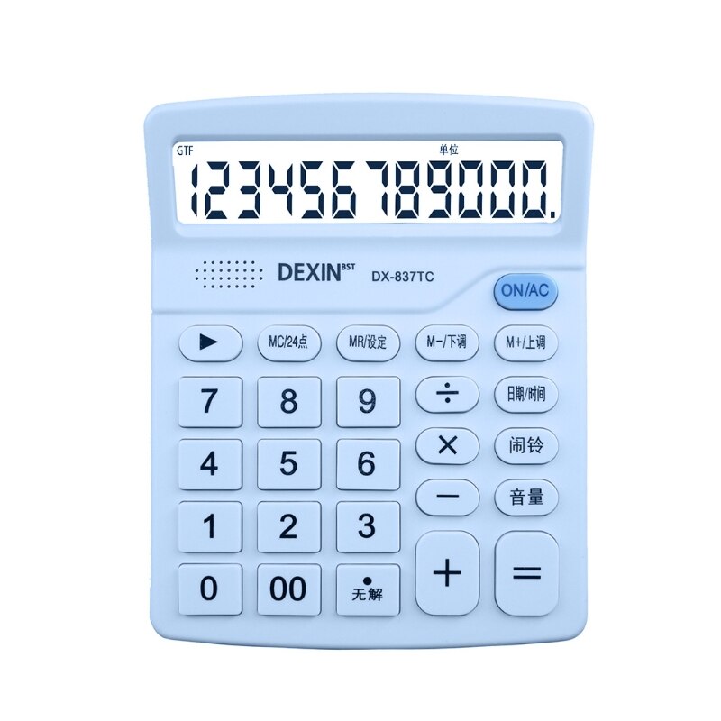 12-digit Electronic Calculator Large LCD Display Screen Battery Solar Dual Power Source Desktop Calculator for Home Offi: Blue