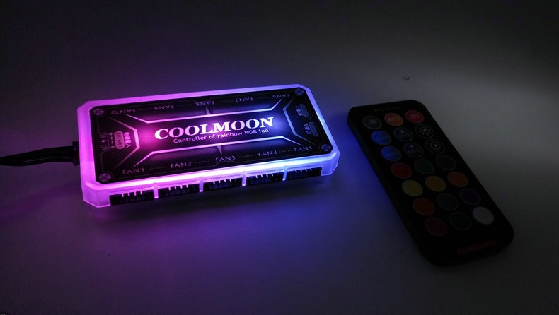 RGB fan controller, luminous color-changing fan hub, remote controller 10 fans