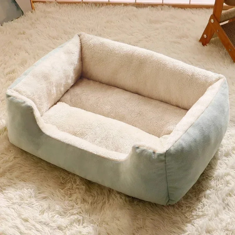 Dessin animé animal de compagnie doux chien lit maison hiver réchauffement grande maison pour chien chat nid lit pour animaux de compagnie chien matelas fournitures pour animaux de compagnie: WHITE