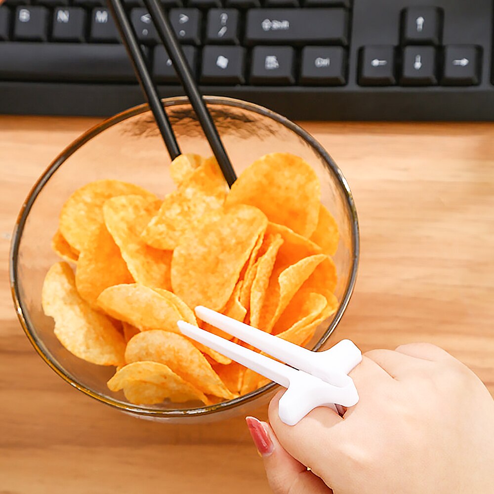 Snack finger spisepinde bærbar kartoffel chip tang salat mad klip let at betjene ikke snavset hånd doven spisepind værktøj