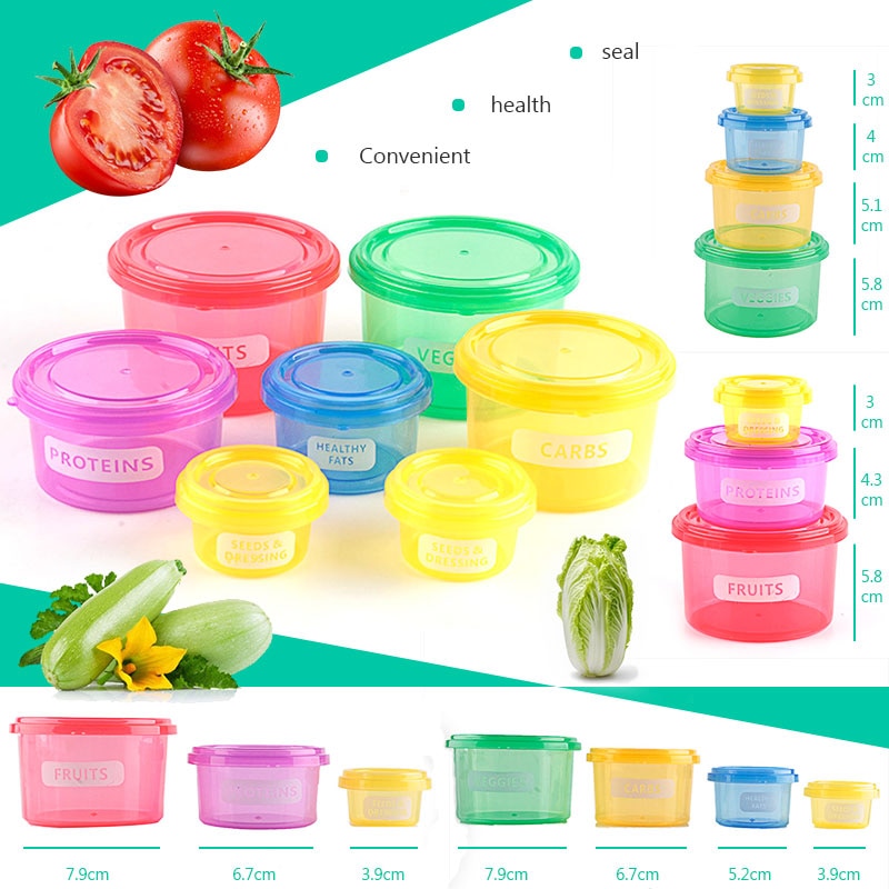 7Pcs/Set Perfect Portion Lunch Cute Box Control Containers Food Storage-Easy Way To Lose Weight Using