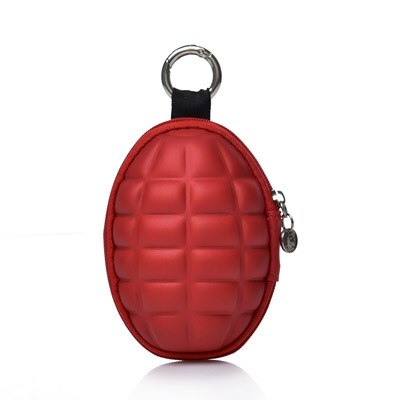 Pu nøgleholder tegnebøger unisex oval hovedtelefon taske taske husholderske til nøgler arrangør pung til bil nøgle taske  f029: Rød