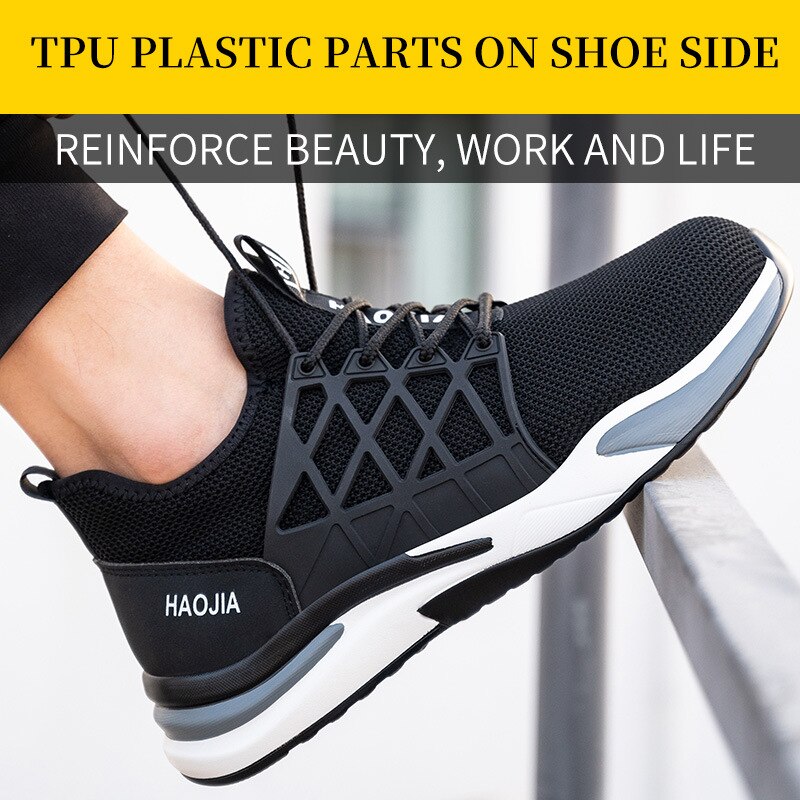 Lightweight Men Work Safety Shoes Steel Toe Cap Puncture-Proof Safety Boots Breathable Working Sneakers Breathable for Male