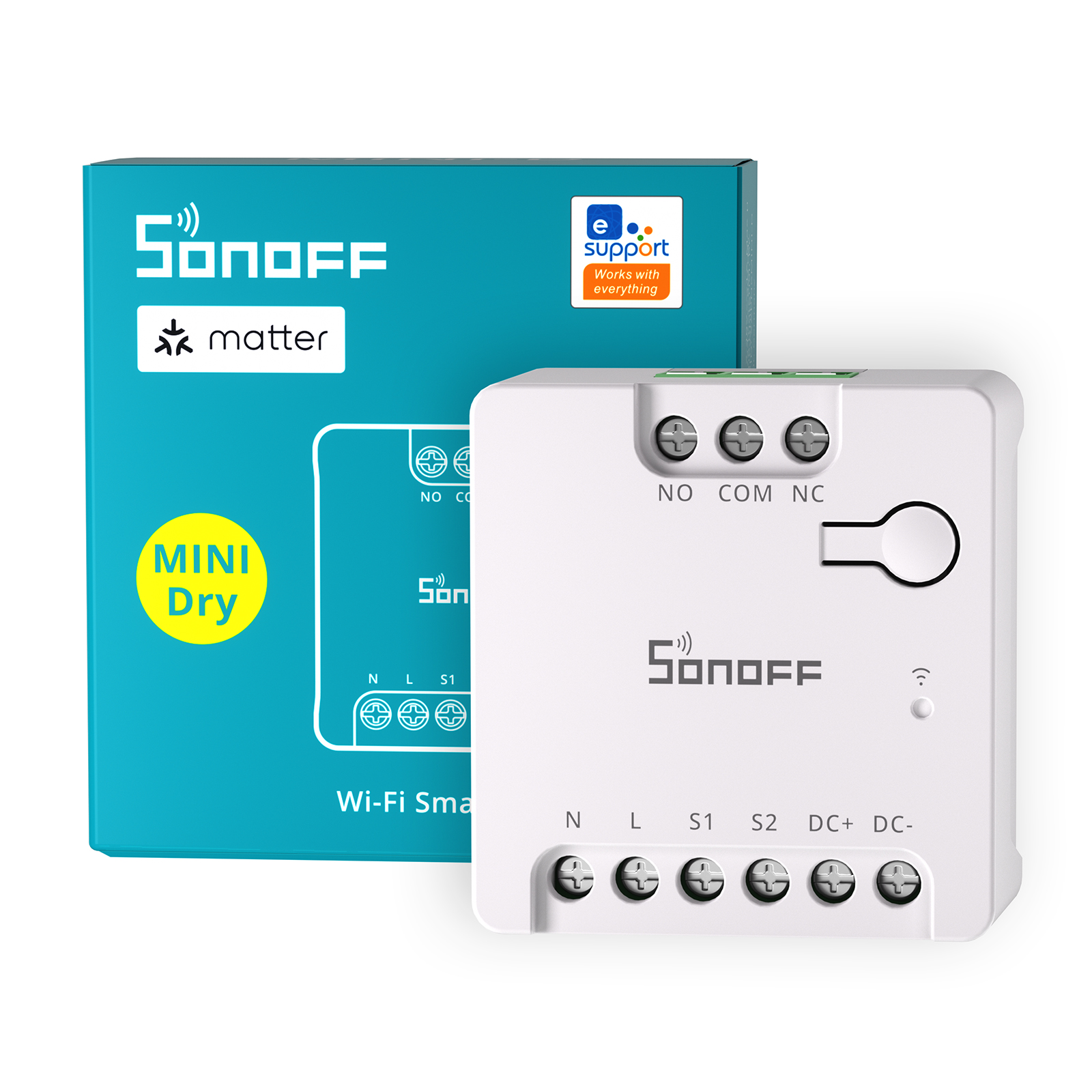 SONOFF MINI-D Wi-Fi Smart Switch Eerste MINI droog contactrelaisapparaat met matter Ondersteunt AC/DC-voeding Schakelaarbediening: Default Title