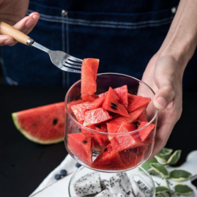 Heat Resistant Glass Bowl Stackable Round Fruit Salad Bowls Clear Kitchen Food Storage Container Cake Plate Set Dessert Tray