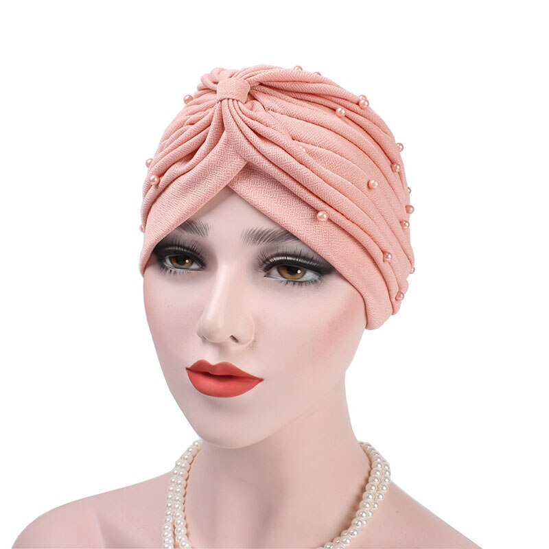 Shiny Pearl Head Scarf for muslim women turban bonnet hijab Caps white pearl Inner hijabs femme musulman arab wrap turbantes: 4