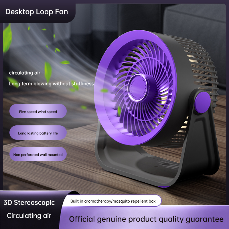 Ventilador de circulación de aire para aromaterapia con fuerte fuerza de vientoUSB montado en la pared, con iluminación, adecuado para uso doméstico, al aire libre y de escritorio: Blanco