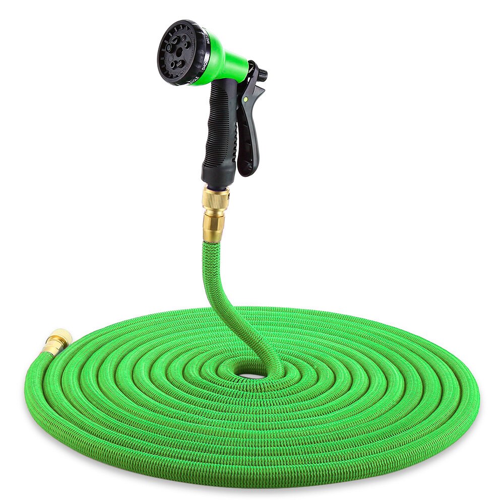 15FT-100FT Garden Hose Expandable Flexible Water Hoses Plastic Hose Pipe With Spray Gun Watering Three Layer TPE: 15FT / Sky Blue