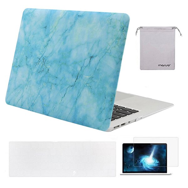 Mosiso laptophoes voor macbook air 13 inch,  a1466 a1369 + siliconen toetsenbordhoes + schermfolie + opbergtas: Hete blauwe knikker