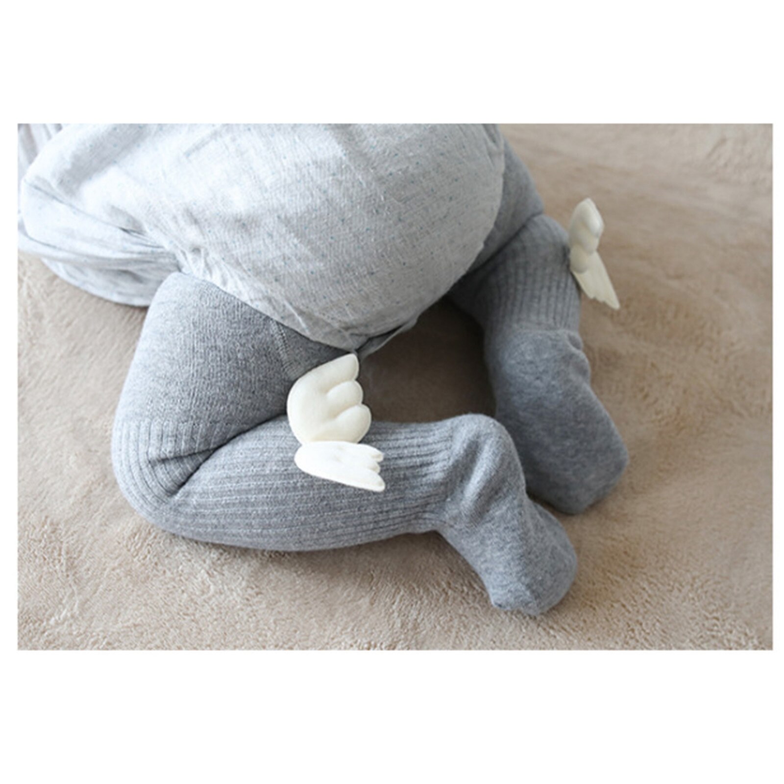 Meisjes Effen Kleur Gebreide Panty Kous Verticale Stripetight Sokken Met Wing Decoraties Voor Lente Herfst En Winter