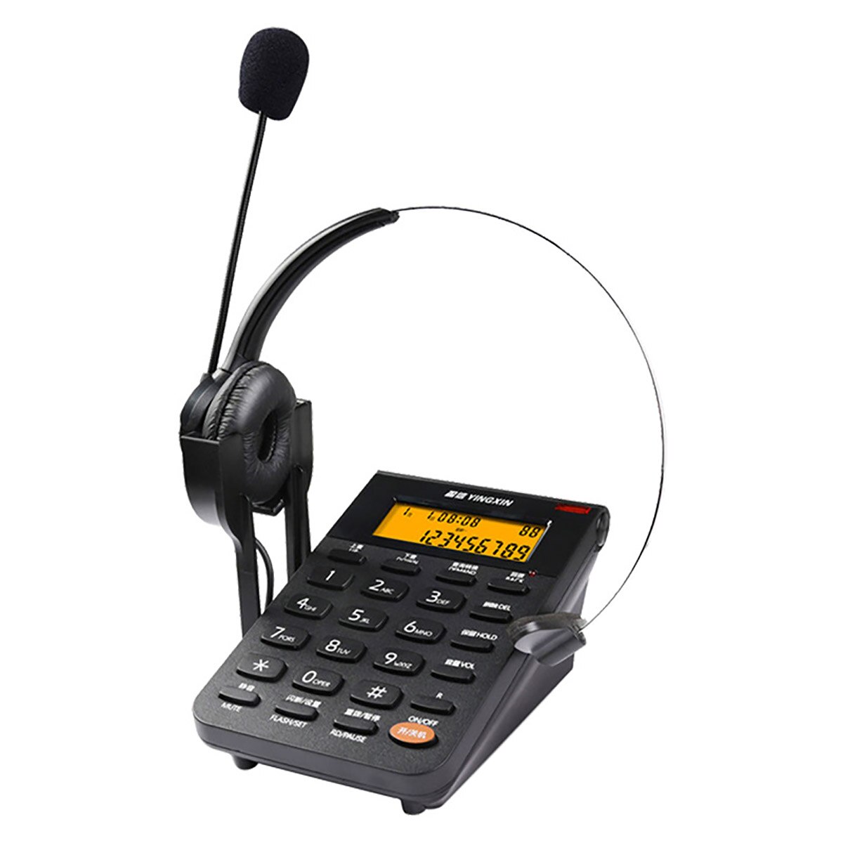 Headset Telephone Desk Phone Headphones Headset Hands-free Call Center Noise Cancellation Monaural with Backlight