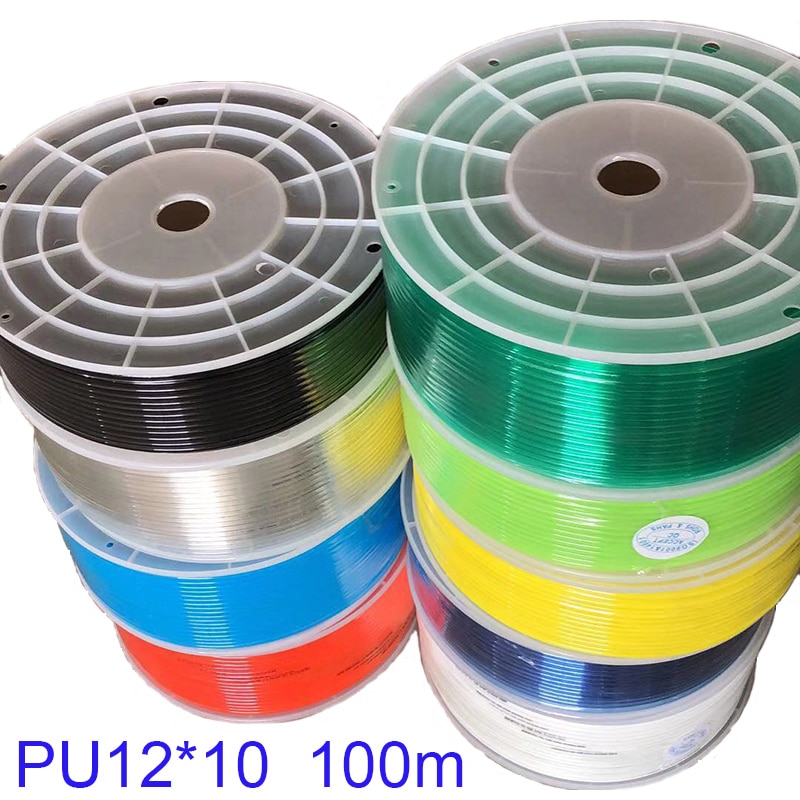 Diámetro exterior 12mm diámetro interior 10mm PU12 * 10 100m Longitud pu manguera neumático tubo de aire tubo de poliuretano