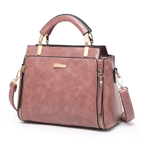 petit sac à main pour femmes huile cire PU cuir sacs de messager dame fourre-tout concepteur gland sac à bandoulière pour les femmes: Rose