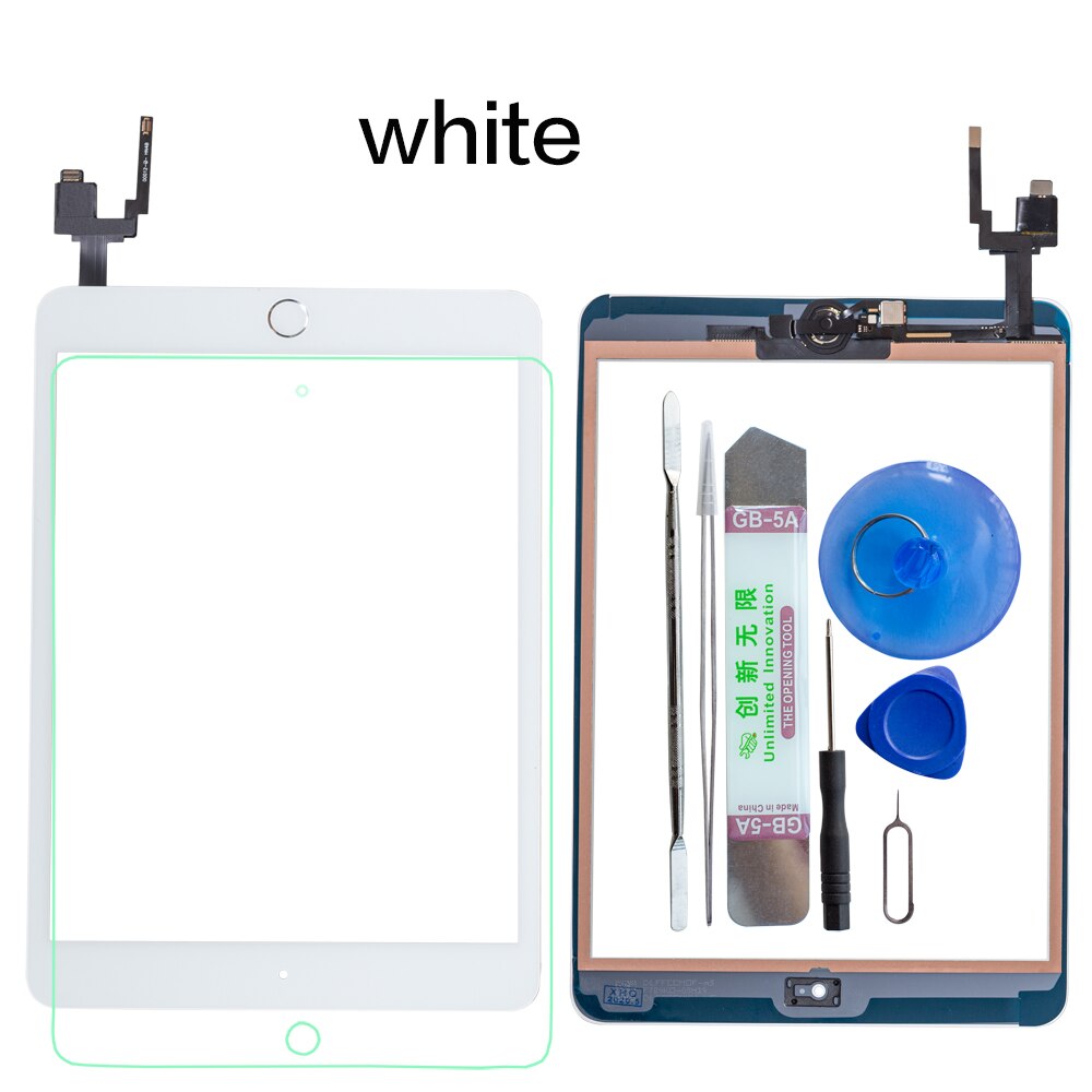 For iPad mini 3 Touch Screen Assembly Panel With Home Button And IC Connector A1599 A1600 +Tools+Tempered Glass