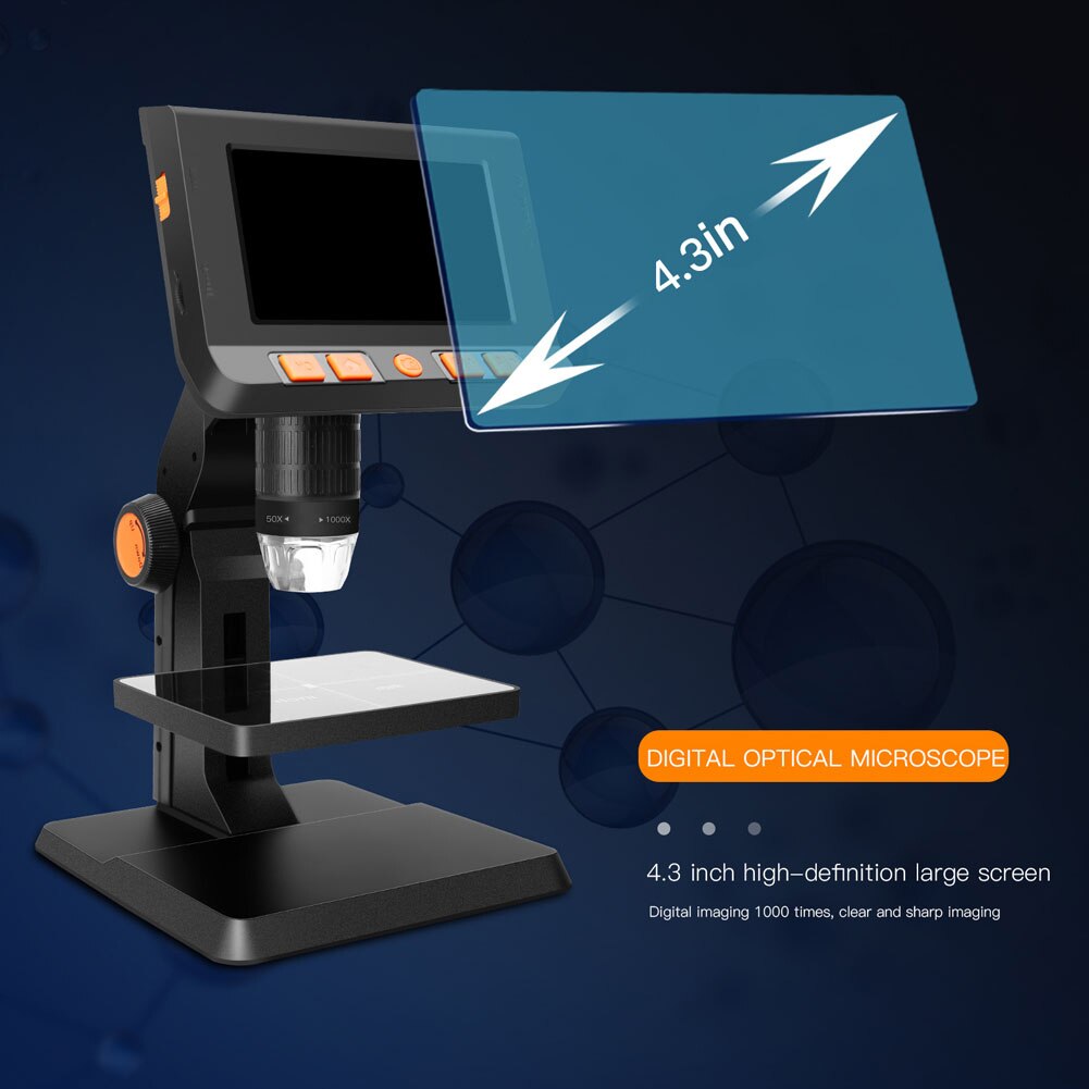 P110 Digital Microscope 1080P 1000X Optical Magnification Electron Electronic Microscope 180° Screen Rotatable Liftable Stand